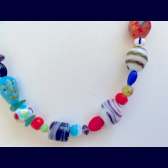 Artisan Glass Bead Choker Necklace - Picture 8 of 12